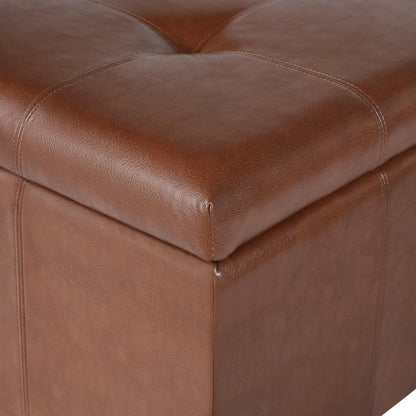 Christopher Knight Home Anivia Faux Leather Square Storage Ottoman Coffee Table, Wooden Ottoman with Storage, Entryway Modern Square Footstool, Upholstered Toy Box Storage for Living Room, Brown