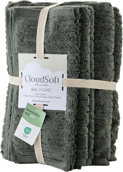 SKL Home CloudSoft 100% Cotton Luxury 6-Piece Towel Set, 600 GSM, Ultra Plush &