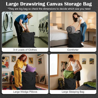 Canvas Laundry Bag 33"Wx 35"H, Thick Canvas Laundry Bag