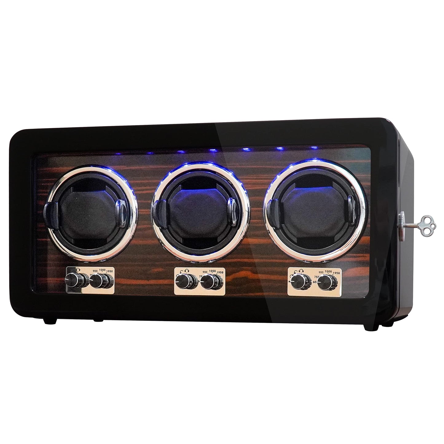 Oryx 3 Watch Winders for Automatic Watches Wooden Rotating Watch Box 15 Rotation Modes Setting Display Case with LED Light, AC or USB Powered Super Quiet Mabuchi Motor