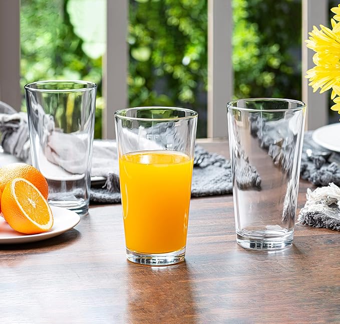 Drinking Glasses - Set of 10-16oz. Margarita Glass Cups - Dishwasher Safe Cocktail Clear Heavy Base Tall Beer Glasses, Water Glasses, Bar Glass, Wine, Juice, Iced Tea
