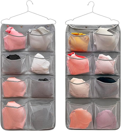 Dual Sided Hanging Closet Organizer Durable Socks Stocking Clothes Bra