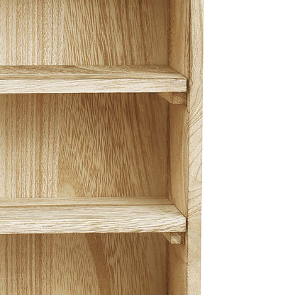 Ikee Design Wooden Wall-Mounted Display Shelves Rack for Collectibles-Figures,Shot Glasses, Spice Can,Cosmetics or Perfume-5 Adjustable Height Shelves,Space-Saving,Oak Color