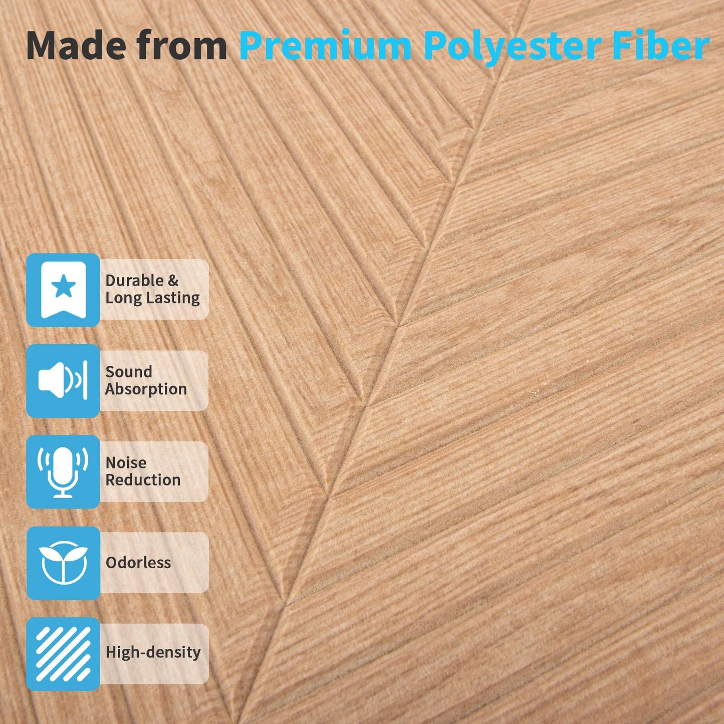 Art3d 6-Pack Self-Adhesive Acoustic Wall Panels for Home Décor, 24 x 24 Inch Soundproofing Panels for Office Studio Bedroom - High Noise Absorption Polyester Fiber, Wood Grain Airbrush