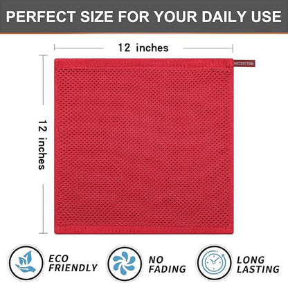 Kitinjoy 100% Cotton Kitchen Dish Cloths, 12 Pack Waffle Weave Ultra Soft
