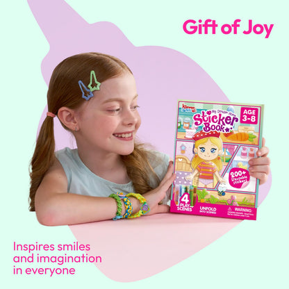 JOVA Klever Kits Reusable Sticker Book for Kids, My Dream Home 4 Play Scenes with 200+ Washable Stickers Plane Activity for Toddler Aged 3 4 5 6 7 8 Girls and Boys Birthday Gift