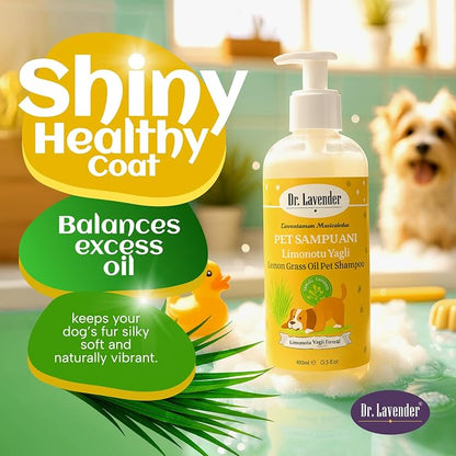 Dr. Lavender Deodorizing Dog Shampoo for Smelly Dogs - Natural Lemongrass Oil Pet Wash - Antifungal & Deep Cleansing for Oily Coats - Organic Odor Eliminator & Itch Relief - Safe for Puppy & Cat