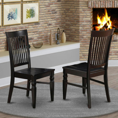 East West Furniture WEC-BLK-W Weston Dining Chairs - Slat Back Wood Seat Kitchen Chairs, Set of 2, Black