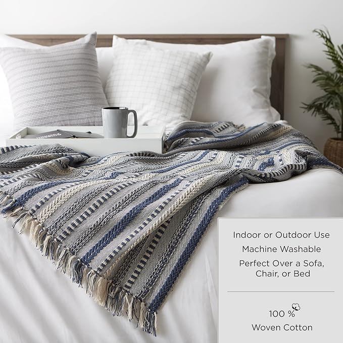 DII Buffalo Check Collection Rustic Farmhouse Throw Blanket with Tassles, 50x60, Tango Red/Black