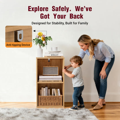 Nestwise Book Shelf, Wooden Cube Storage Organizer with 11" Open Cubes, Stackable Modular Bookcase for Room Divider Storage, 2 Tier Bookshelf for Living Room, Bedroom, Office (Oak, 2-Cube)