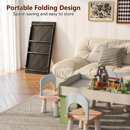 Black Coffee Table Foldable,Center Tables Modern Style, Industrial Wood Tabletop and Metal Frame, Accent Furniture for Home Office, Living Room,End Table,Tea Table, No Assembly