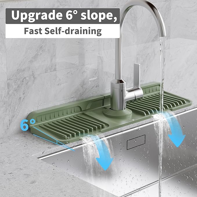 WAFT YEARN 17X5 Inch Silicone Durable Faucet Mat Kitchen Sink Splash Guard