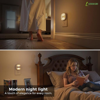 L LOHAS LED Night Lights Plug into Wall, Dimmable Night Light with Dusk to Dawn Sensor, Nightlight for Bathroom Night Light, Hallway, Kitchen, 3000K Soft White, Foldable 6 Pack