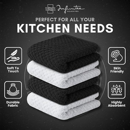 Infinitee Xclusives Premium Dish Cloth 100% Cotton 12 x 12 Inches |Pack of 4|