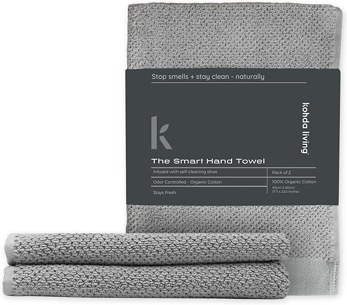 Luxury Silver-Infused Gray Hand Towels 2-Pack, 23.6"x17.7"