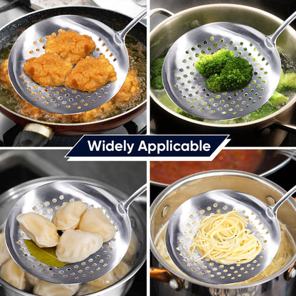 5 Pcs Newness Cooking Utensils Set, 304 Stainless Steel Kitchen Utensils Set, Metal Kitchen Accessories, Include Soup Ladle, Slotted Skimmer Spoon, Spaghetti Spoon and Spatula, Dishwasher Safe