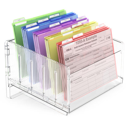 Cuukie File Sorter Organizer, 5 Sections Acrylic Letter Tray for Desk, Mail Organizer Letter Holder for Envelopes, Mail, Electronics 1Pack