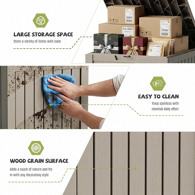 55 Gallon Package Delivery Boxes Outside Secure Waterproof Resin UV Resistant Lockable Mail Parcel Drop Mailbox Storage Deck Box for Outdoor Porch Patio Grey