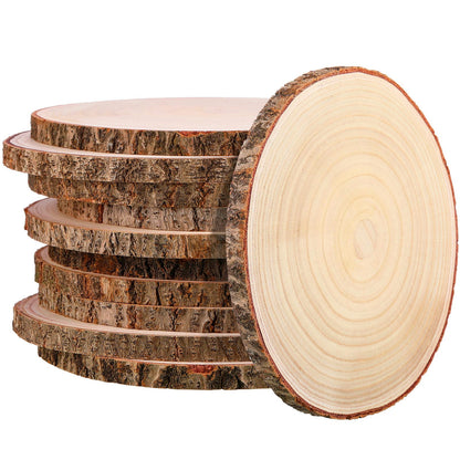 Tioncy 10 Pack Large Wood Slices for Centerpieces Unfinished Rounds Wood Slabs for Tables Decor Natural Wooden Circle for DIY Crafts Rustic Wedding Centerpiece Decor (9-10 Inch)
