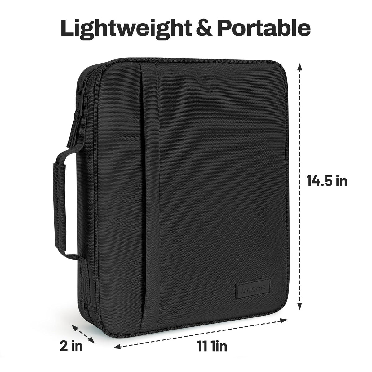 SUNEE Zipper Binder 1 Inch, Removable 3-Ring Binder, 175-Sheet Capacity, 5-Tab Dividers Expanding File Folder, Small Binder Bag Organizer Storage for Student School Classroom Supplies, Black