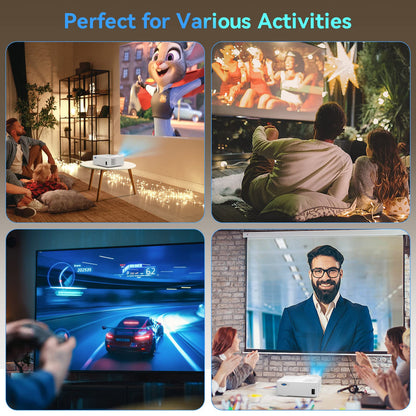 5G WiFi Bluetooth Projector, Native 1080P Outdoor Movie Projector with 200" Display, 380ANSI Home Theater Video Projector 4K Supported, LED Video Projector Compatible with TV Stick, Phone/PC