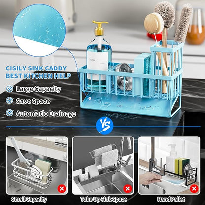 Cisily Blue Kitchen Sink Caddy Organzier