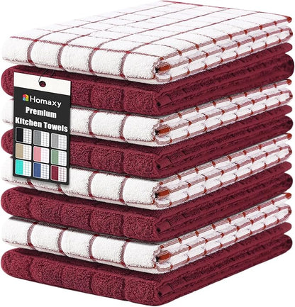 Homaxy Premium Cotton Kitchen Towels 16"x 28", Large Natural Ring Spun 390 GSM