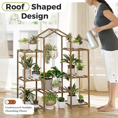 Bamworld Plant Stand Indoor Hanging Plant Shelf Outdoor Large Plant Rack for Multiple Plants Boho Home Decor Plant Gift for Mom Woman