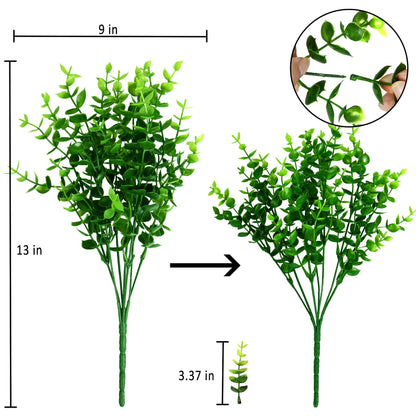 Besteek 9 Bundles Fake Plants Artificial Boxwood Greenery 63 Stems Fade Resistant Faux Plastic Plants for Garden Farmhouse Porch Patio Window Box Wedding Office Home Indoor Outdoor Decor