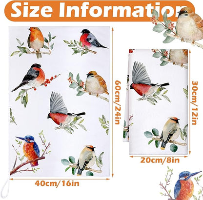 Set of 6 Birds Kitchen Towels Hummingbird Tea Towels Absorbent Dish Towels