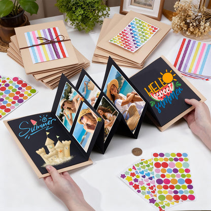INTERWARM 10 Pcs Scrapbook Album 8x6Inch Small Paper Memory Book with DIY Accessories Kit, Folding Photo Collection for Anniversary, Graduation, Wedding, Valentine's Day(Colorful)