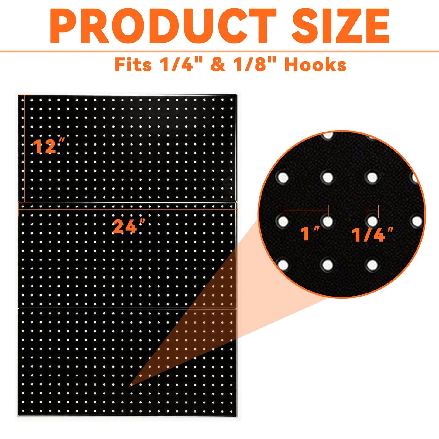 Ultrawall Metal Pegboard Panels, Pegboard Wall Organizer, Peg Boards for Garage, Tool Storage Organization, 12"X24", 3pcs, Black