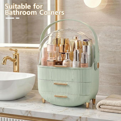 Makeup Organizer Skincare Organizers - Cosmetic Display Cases with Transparent Cover, SkinCare Organizers for Bathroom Countertop, Bedroom Vanity Desk, Lipstick Organizer, White