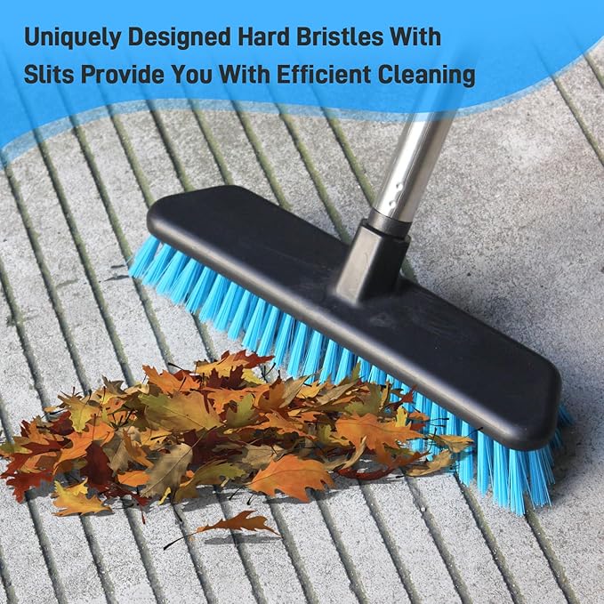 Deck Brush with Retractable Long Handled Floor, Floor Scrub Brushes, Heavy-Duty