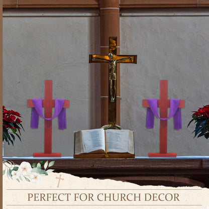6 Pieces Wooden Cross Table Decoration Easter Wooden Cross Standing Tabletop Centerpieces Sign for Nativity Church Sunday School First Communion Baptism Decorations (Christian, 17 Inch)