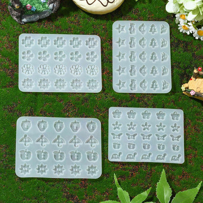 Stiesy 4 Pcs Button Silicone Molds Fruit Flower Star Shape Buttons Charms Epoxy Resin Mould for Resin Jewelry Casting Mold DIY Sewing Craft Decorations Making Tool
