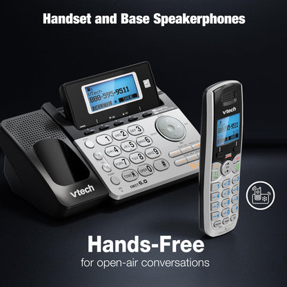 VTech DS6151-2 2-Line Expandable Cordless Phone System with 2 Handsets, Digital Answering System, Caller ID, DECT 6.0 - Home & Small Business (Black/Silver)