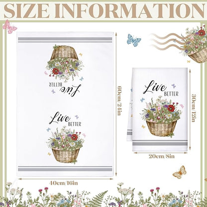 Boyiee Set of 6 Floral Kitchen Towels Wildflower Dish Towels Butterfly Truck