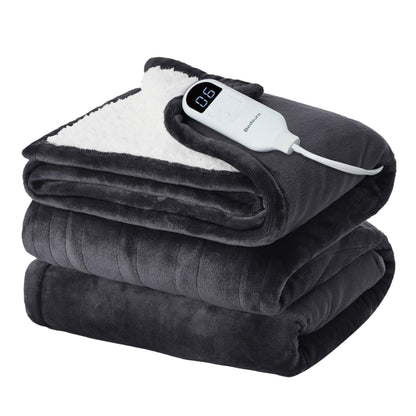 Bedsure Electric Blanket King Size - Dual Control Heated Blanket King Size, Fast Heating with 10 Time Settings & 10 Heat Settings, Warm Gift for Grandma (100x90 inches, Grey)