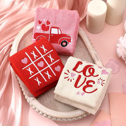 3 Pcs Valentine's Day Hand Towels