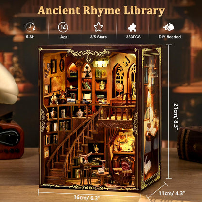 Hallisun DIY Miniature House Building Kits, Japanese Restaurant and Ancient Rhyme Library 3D Wooden Dollhouse Toys, Birthday Christmas Festival Gift for Teens Adults