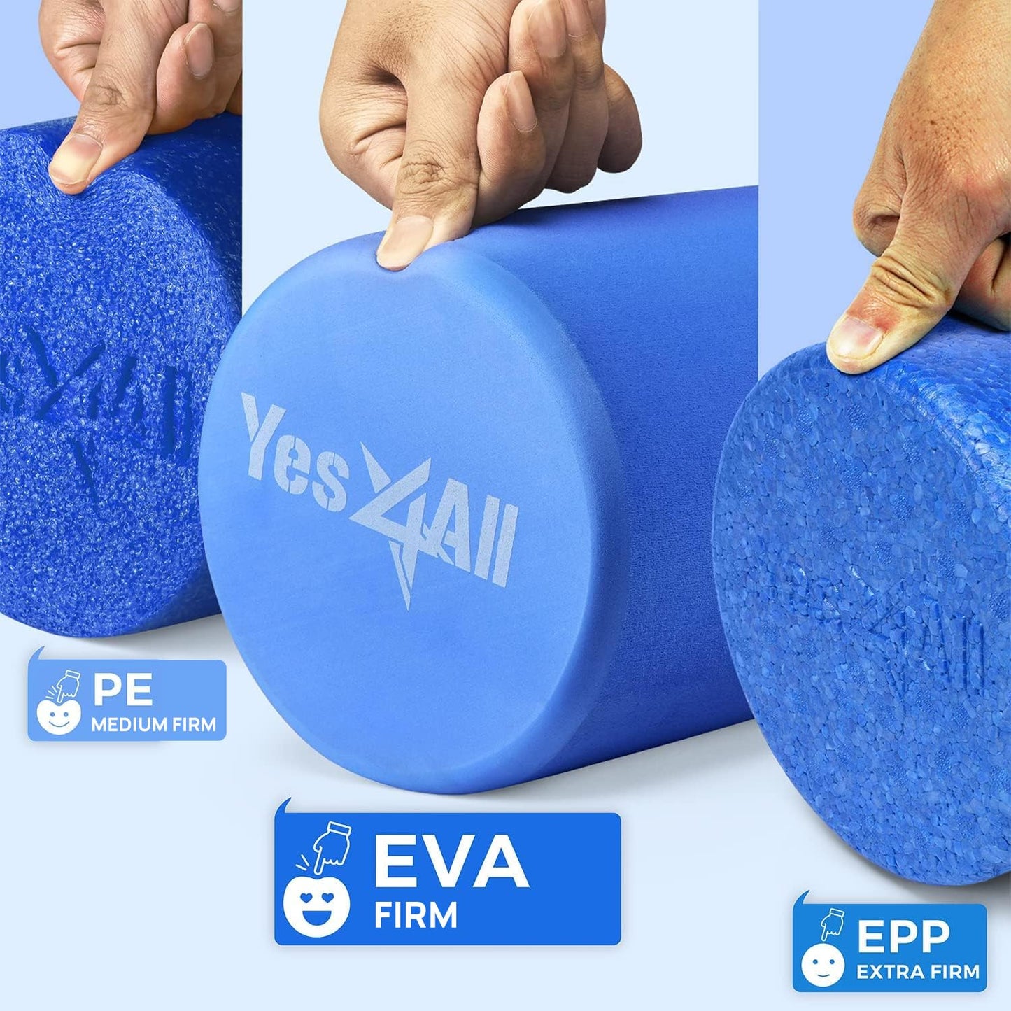Yes4All EVA Firm Foam Roller for Back - Round Back Roller for Exercise, Yoga & Pilates 12/18/24/36 inch