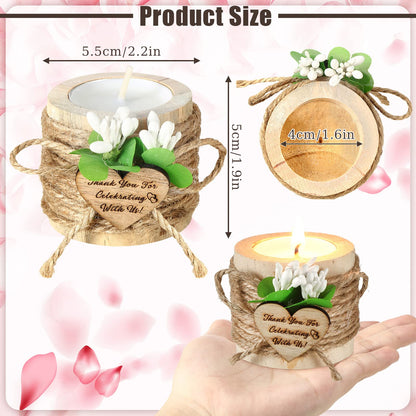 Lallisa 12 Pcs Set of Wooden Tealight Candle Holders, Wedding Favors for Guests, Rustic Wedding Shower Decorations, Thank You Gifts, Bridal Shower Favors, Tea Party Centerpieces, Light Brown