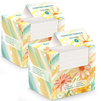 Disposable Face Towel, XL Facial Towelettes Soft Thick Absorbent, Lint-Free