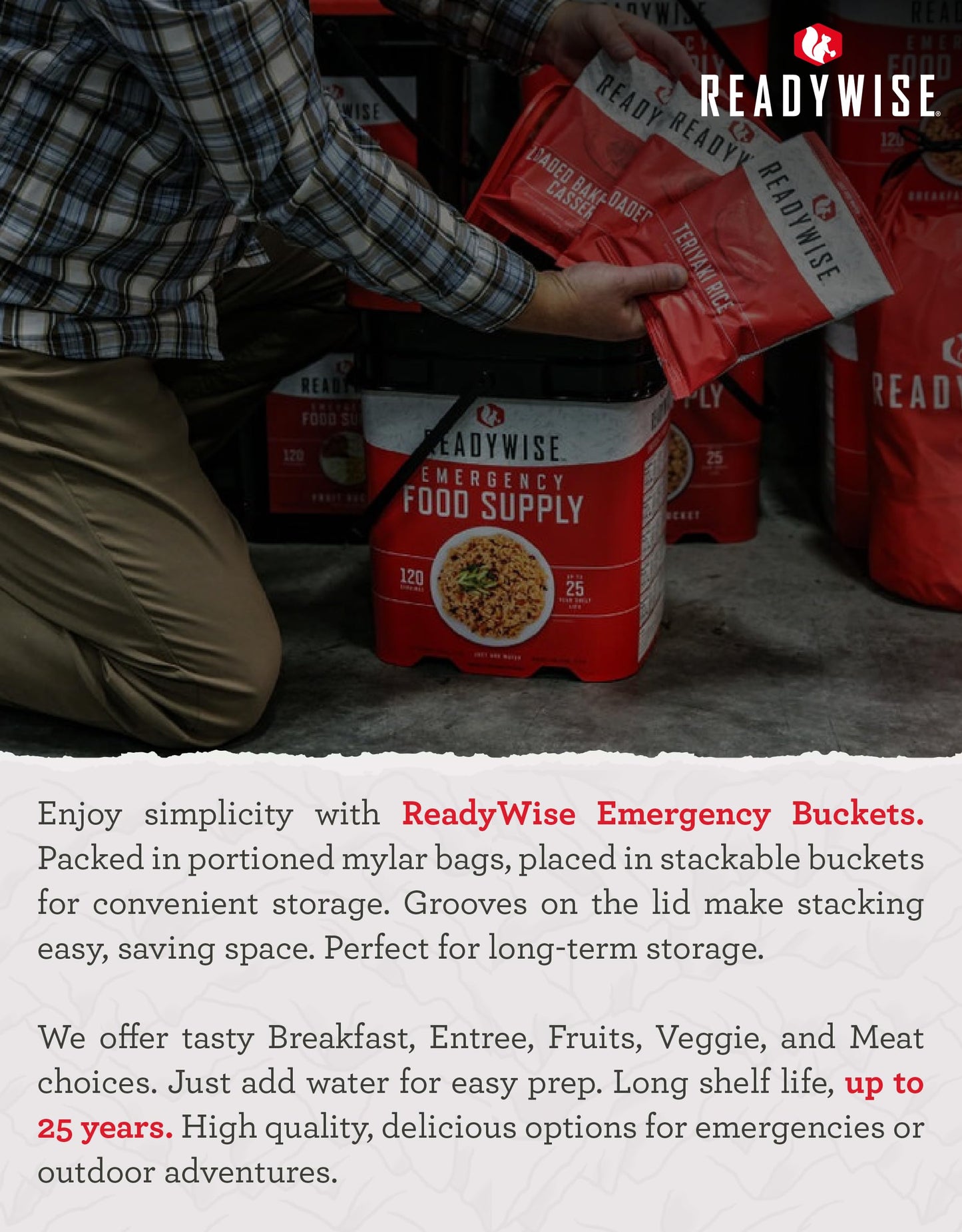 ReadyWise Emergency Food Supply - 120 Servings Fruits and Vegetables Survival Kit Boxes, Dehydrated Meals & Freeze Dried Prepper Food for Backpacking & Camping Essentials, up to 25 Year Shelf Life