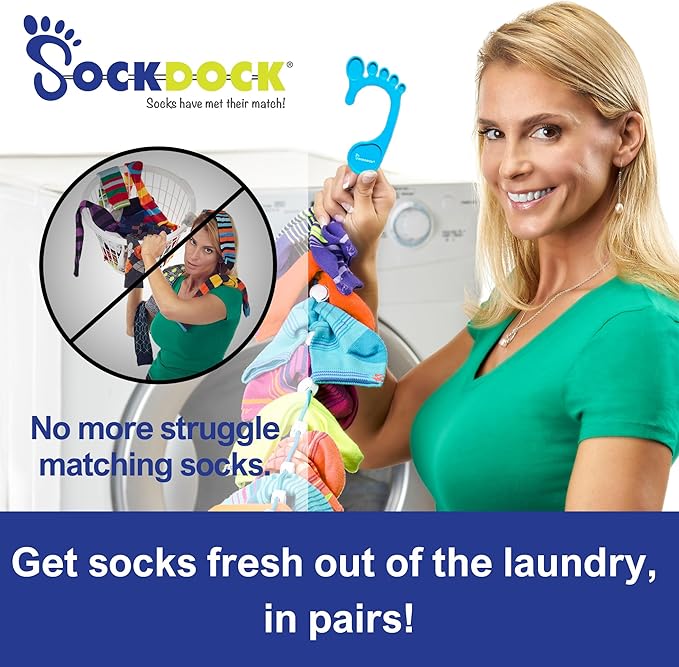 Sock Laundry Solution for Washing Drying & Storing Socks in Pairs, Clip & Hold