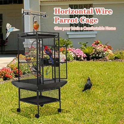 Large Bird Cages for Parrots,Bird Flight Cage for Parakeets,Cockatiel Cage for Birds,Large Parakeet Cage with Stand,Parrot Cages Cover,Seed Catcher,Toys,Feeders,Trays for Conure Canary Lovebird Budgie