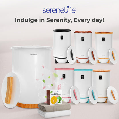 SereneLife Towel Warmer, 20L Capacity Hot Towel and Blanket Warmer with Digital Display, Adjustable Heating Time (20-90 min), Holds 2 Large Towels, Fragrant Disc Holder, 13” x 13” x 19” - inches