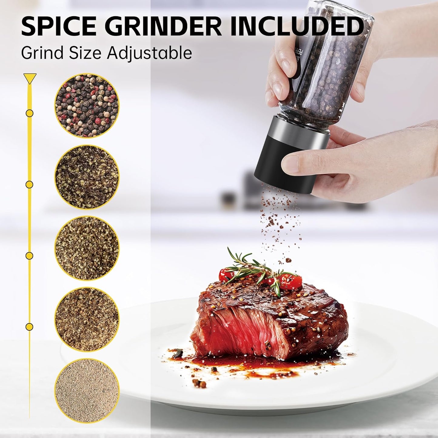 Spice Jars, 24 Pcs 4oz Seasoning Jars with Label, Glass Jars with Shaker Lids, Spice Containers Bottles with Pepper Grinder & Stainless Steel Funnel for Seasoning Organizer, Cabinet, Drawer