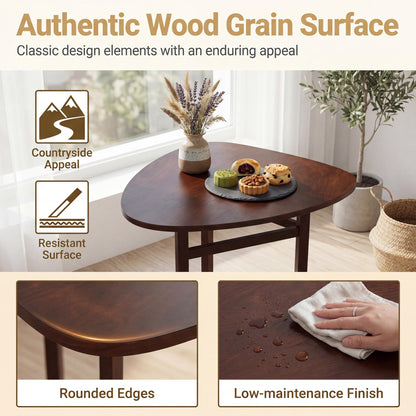 COSTWAY 31.5" Foldable Triangular Dining Table for 2-3, Small Kitchen Table with Walnut Wooden Top, Rubber Wood Legs, Space-Saving Compact Table for Small Apartments & Breakfast Nooks